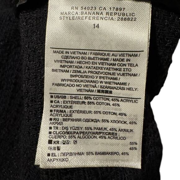 Banana Republic Black Raw Edge Open Front Professional Blazer Size 14 - Picture 10 of 11